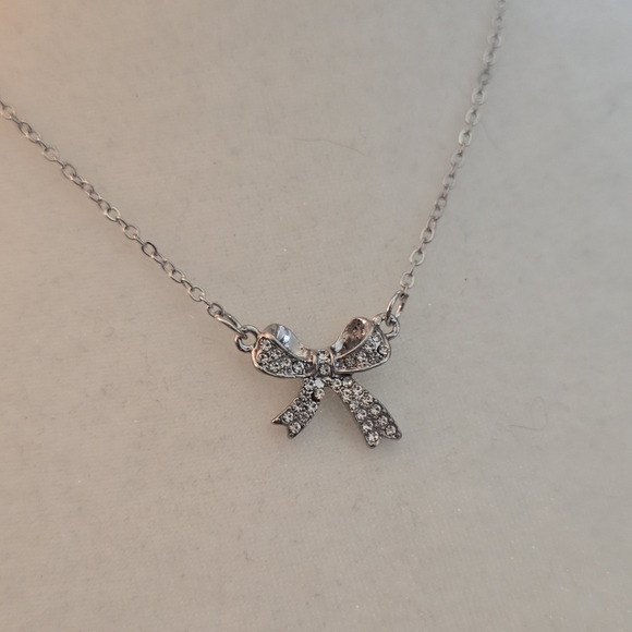 Source Unknown Jewelry - Silver Bow Pendant Necklace